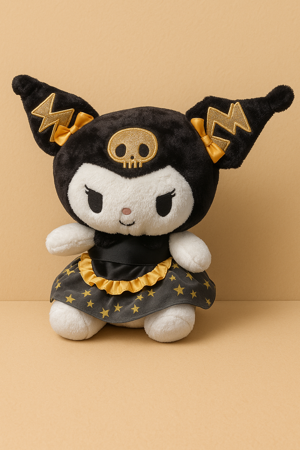 Kuromi Style Plush Doll – Premium Fluffy Soft Toy (Gold Edition)