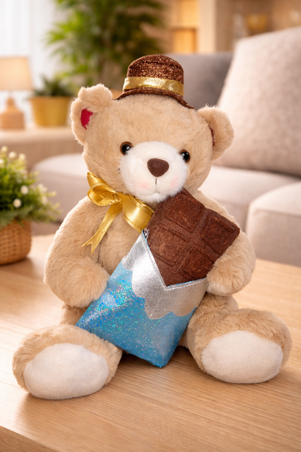 Gift Teddy Bear with Chocolate – Premium Soft Toy