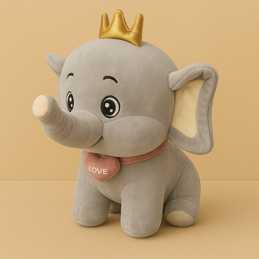 Cute Elephant Plush Toy with Crown